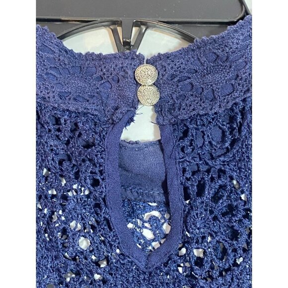 Alter'd State Navy Swing Dress with Crocheted Neckline and Hem Size Medium - Picture 4 of 10